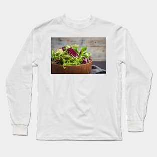 Salad mix with rucola. Fresh vegetable salad, healthy food, salad leaves. Long Sleeve T-Shirt